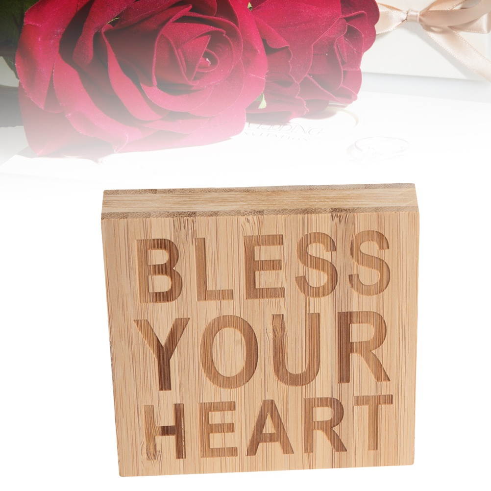 BLESS YOUR HEART Block Sign Plaque Decorative Words Block Sign for Home Office Party Decoration