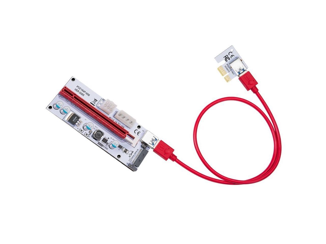 6-Pack Ver006C Mining Dedicated PCIe Riser Cable Card Adapter Cryptocurrency PCI Express 1X to 16X Extender Mining Rig 60cm USB 3.0 6Pin Power