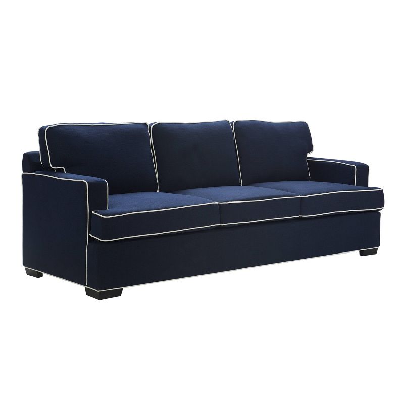 Cardiff Modern Sofa with Contrast Piping Navy with White Piping - Finch