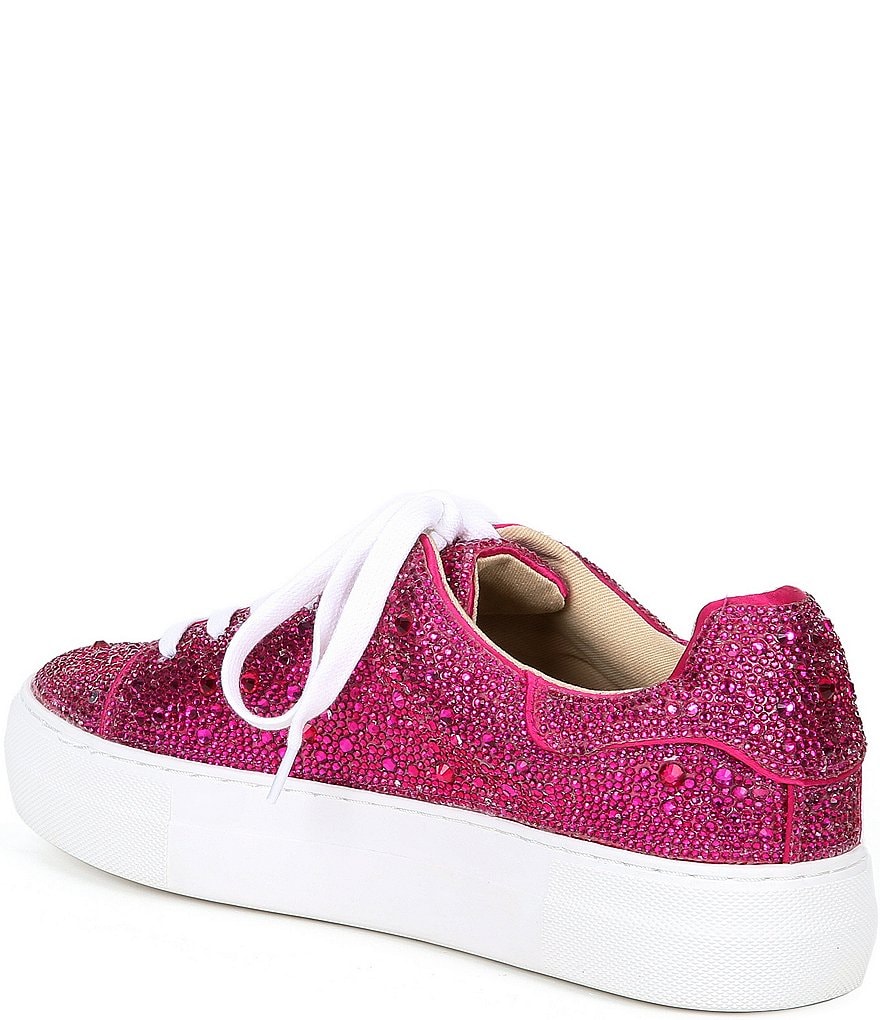 Blue by Betsey Johnson Sidny Rhinestone Embellished Platform Lace-Up Sneakers