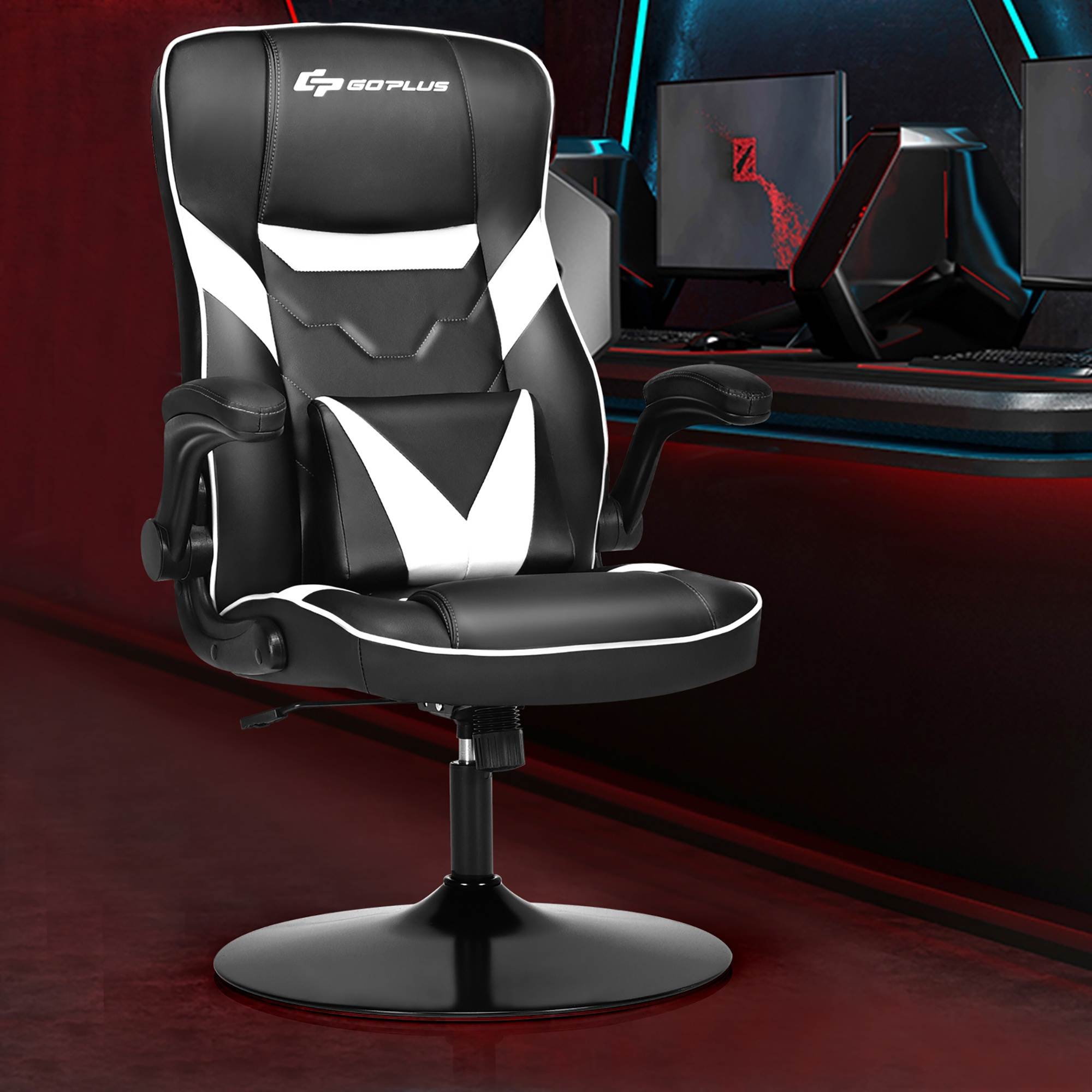 Goplus Rocking Gaming Chair Height Adjustable Swivel Racing Style Rocker White