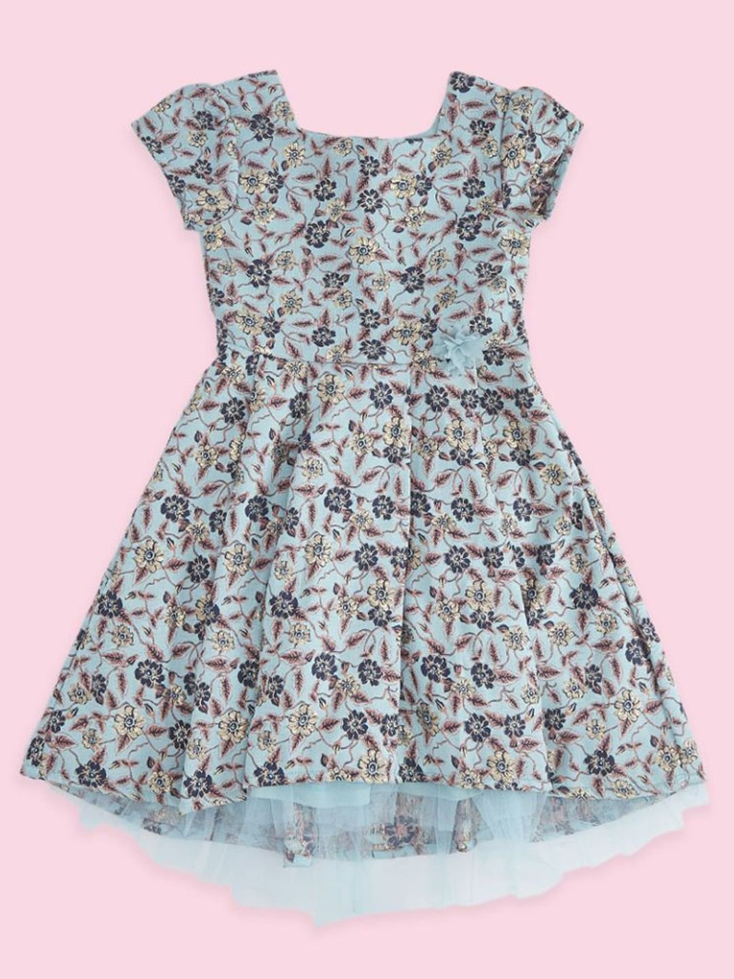 Pantaloons Junior Blue Floral Print Party Dress