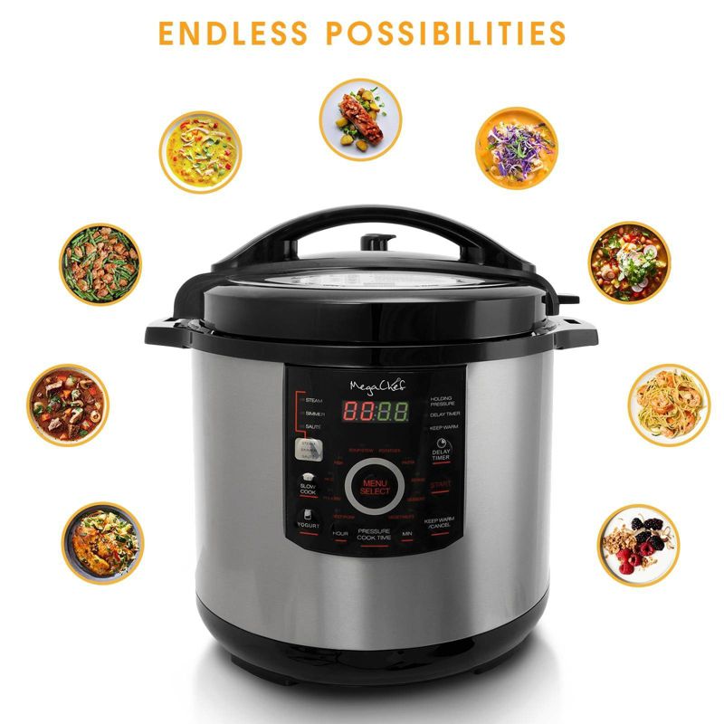 MegaChef 12qt Digital Pressure Cooker - Silver