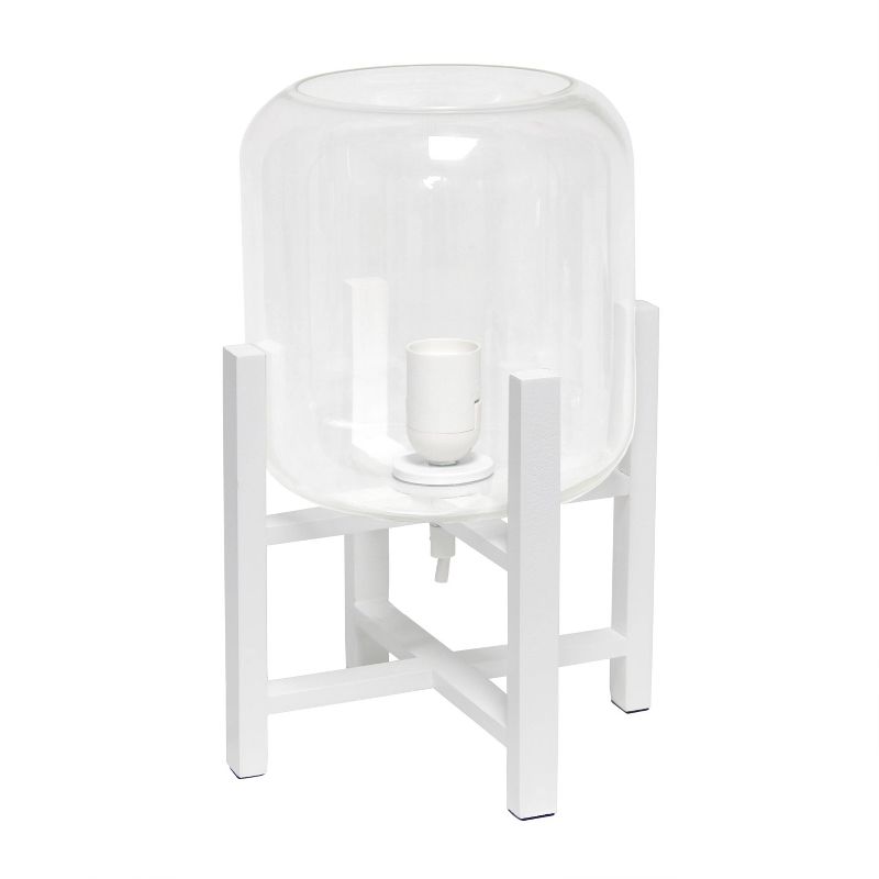 Wood Mounted Table Lamp with Glass Cylinder Shade White - Simple Designs