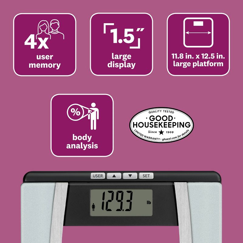 Body Analysis Glass Scale Silver - Weight Watchers