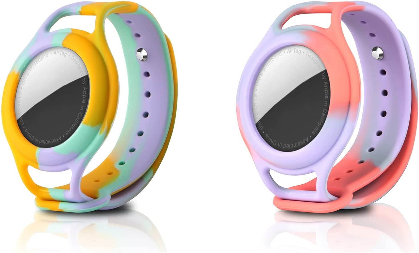 Watch Bands Case for Apple Airtags GPS Locator Anti-Lost Artifact Case Airtag Silicone Camouflage Watch Band for Toddler Baby Kid Children Old Man