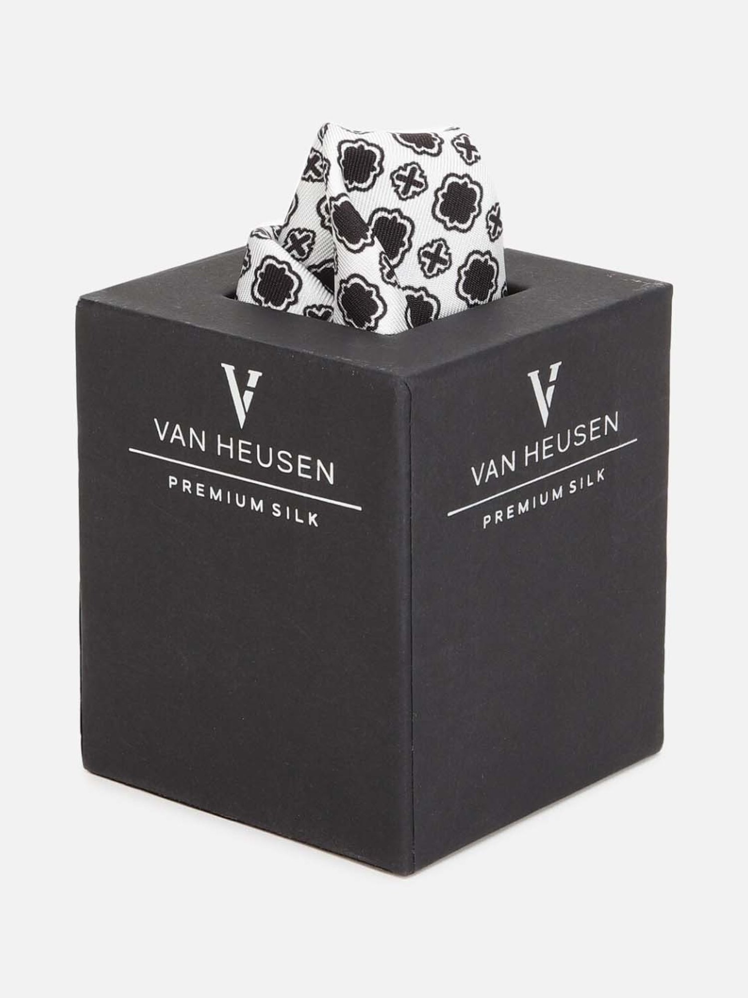 Van Heusen Black & White Printed Pocket Square
