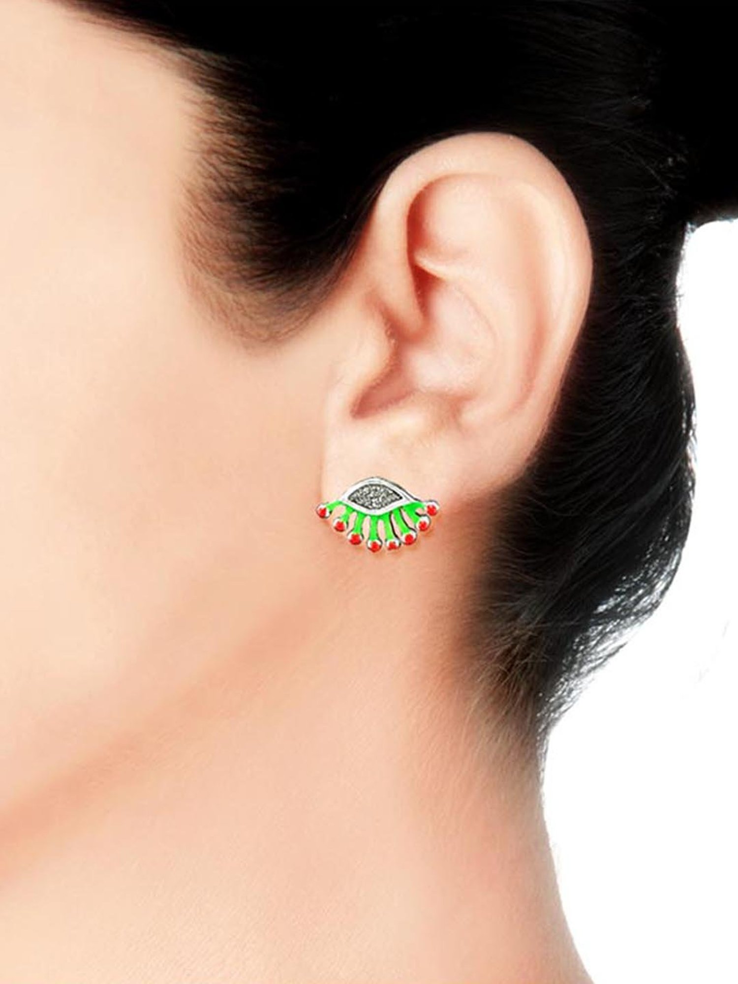 Taraash 92.5 Sterling Silver Enamel Earrings for Women