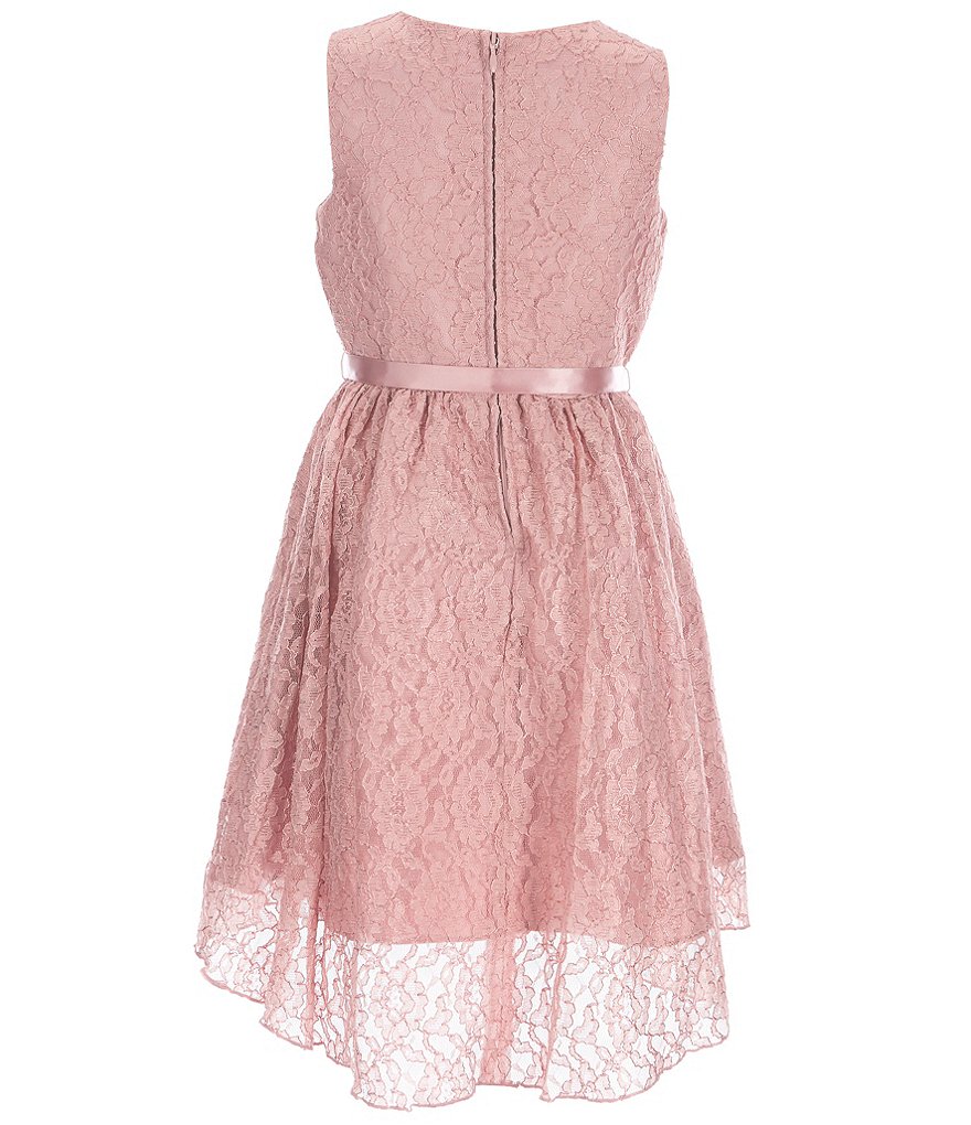 Blush by Us Angels Big Girls 7-16 Foiled Corded Lace Hi-Low Dress