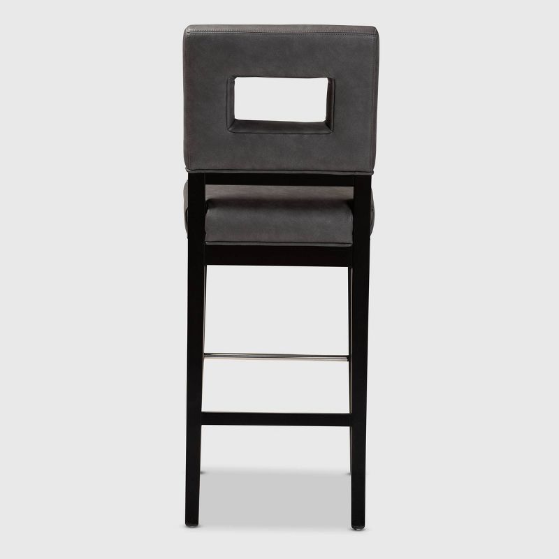Faustino Faux Leather Upholstered Wood Barstool Gray/Black - Baxton Studio