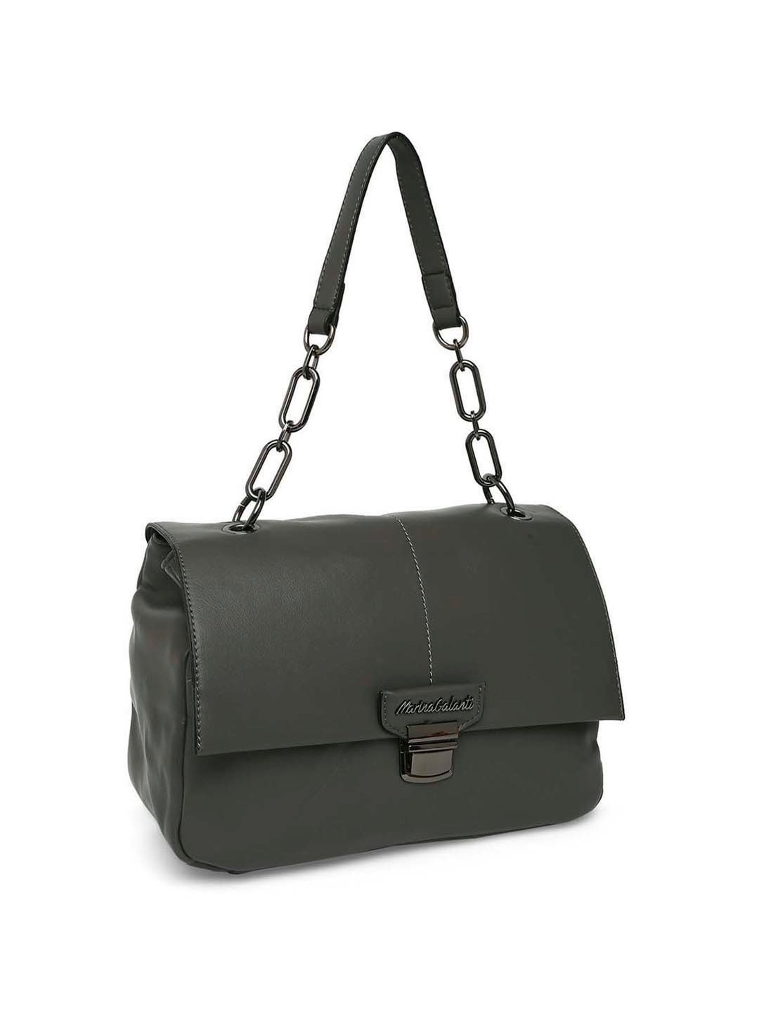 Marina Galanti Green Solid Medium Satchel Handbag