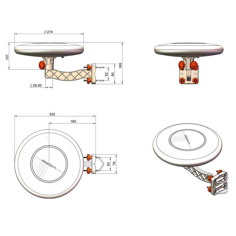 Leadzm TA-A1 150 Miles TV Antenna Indoor Outdoor Omni-directional 360 Degree Reception