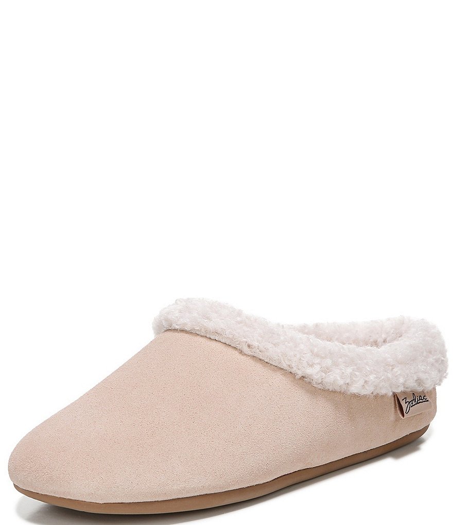 Zodiac Paloma Suede Faux Shearling Lined Slippers