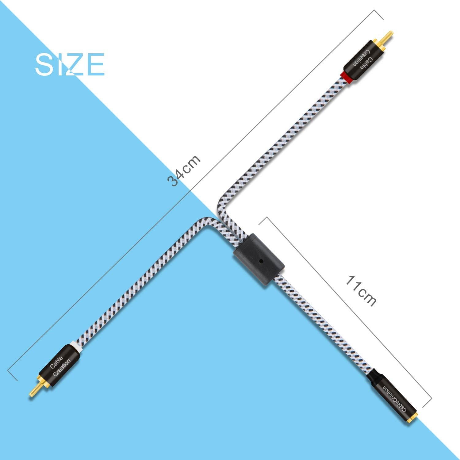 3.5mm to RCA Cable,CableCreation 20CM 3.5mm Female to 2RCA Male Stereo Audio Cable Gold Plated for TV,Smartphones, MP3, Tablets, Speakers,Home Theater,0.75FT