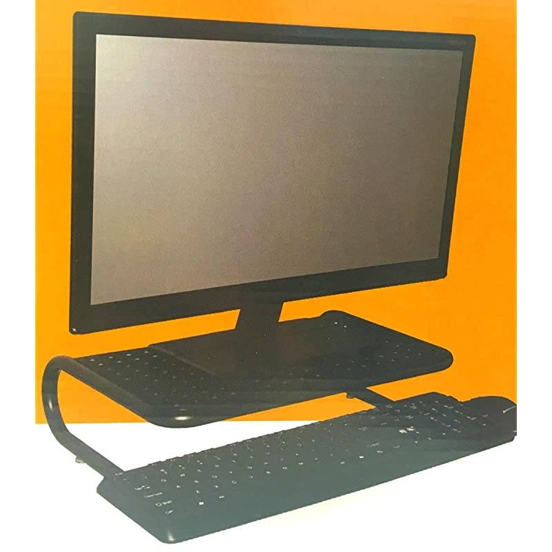 Metal Monitor Stand Easy Assemble Space Saving for Computer PC Monitor Laptop Cable Box DVD Player TV 14 in x 9 in x 45 in Black 11110