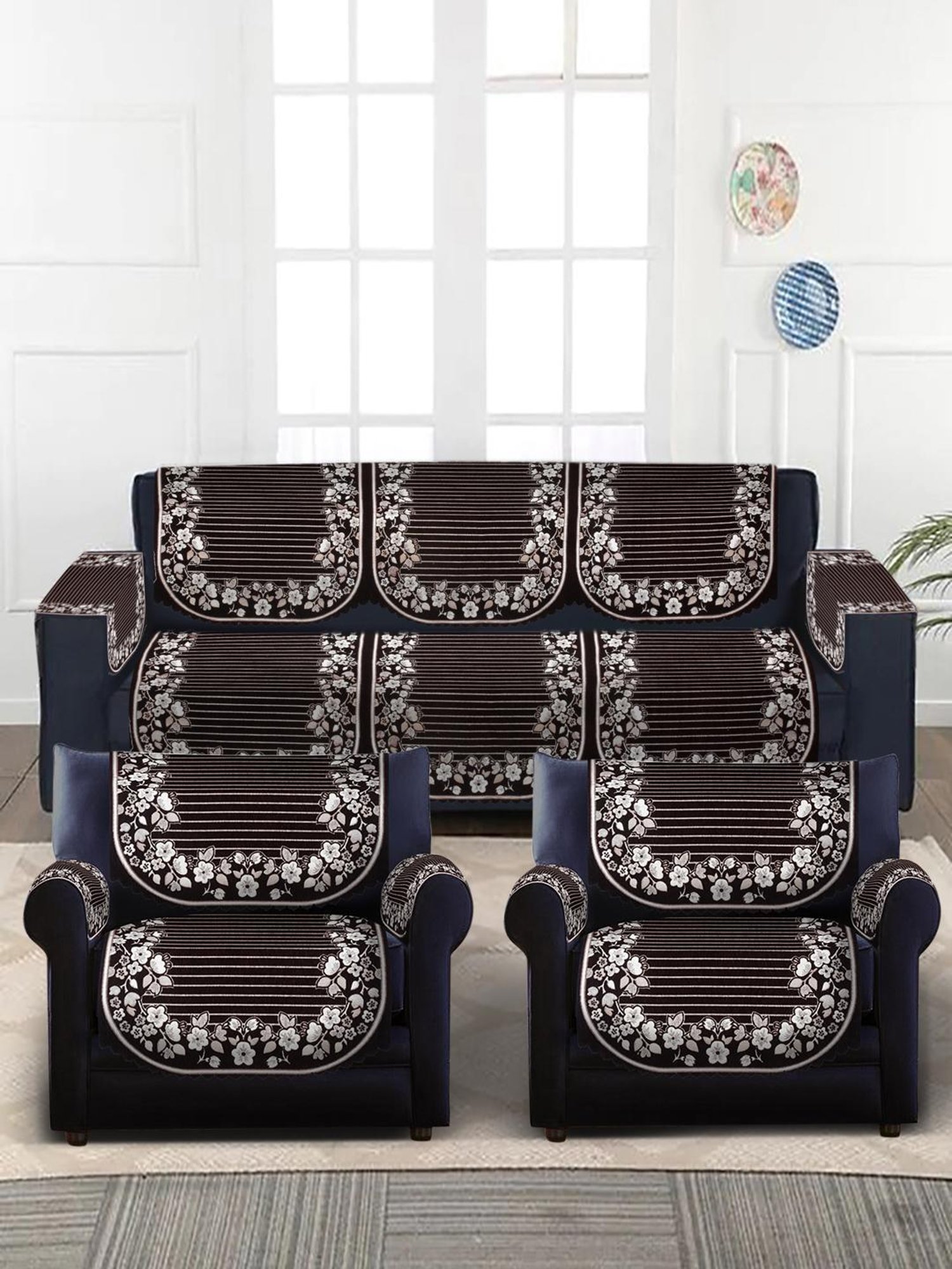 Nestasia Red & Cream Chevron Cotton Knitted Throw blanket with texture for Living Room or Bedroom