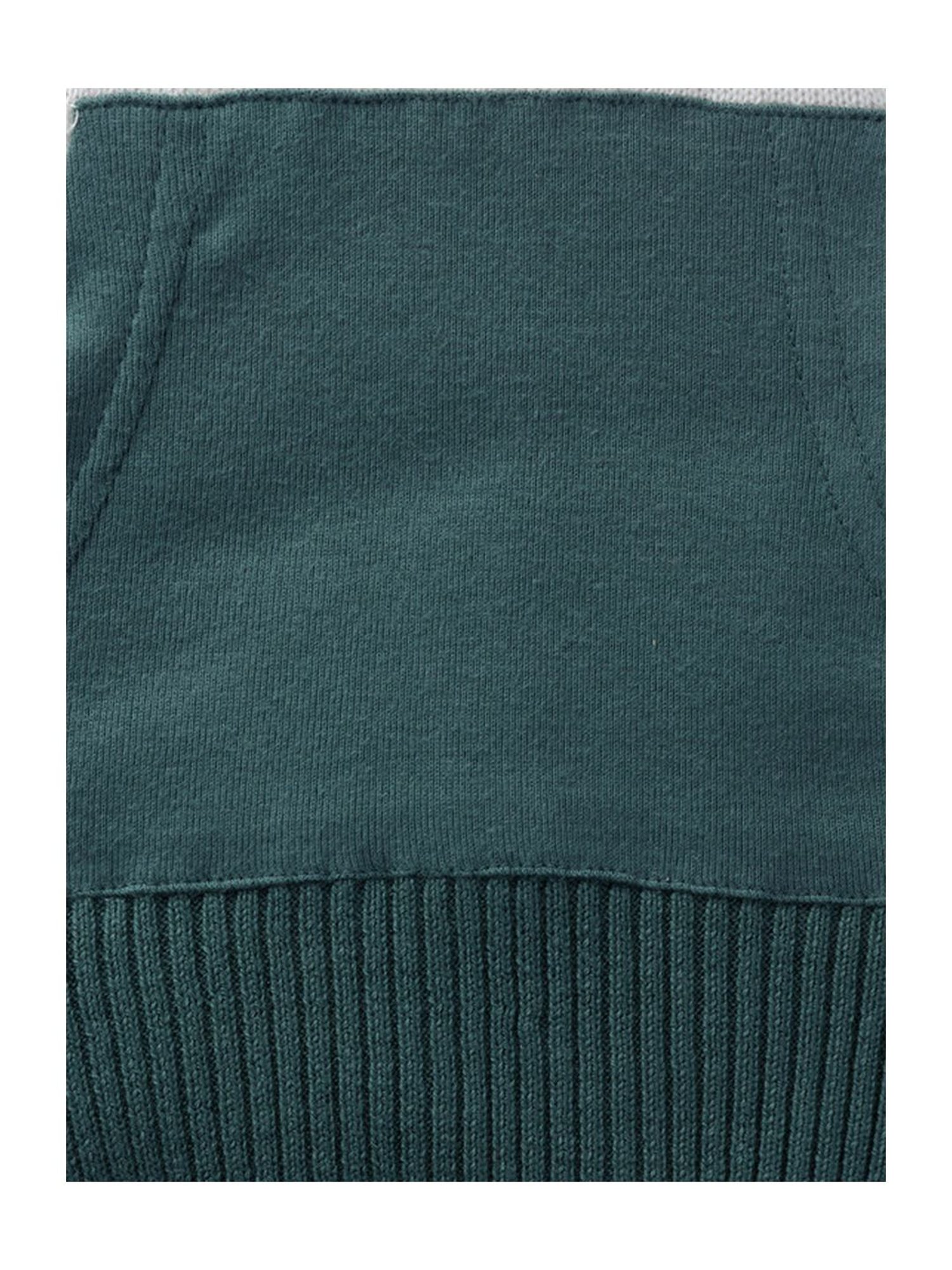 Pranava Kids White Cotton Color Block Pattern Hooded Sweater