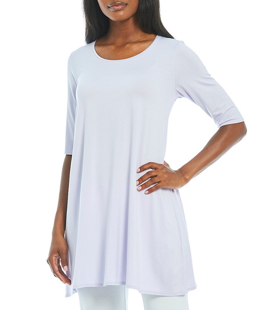Eileen Fisher Jersey Elbow Sleeve Scoop Neck Tunic