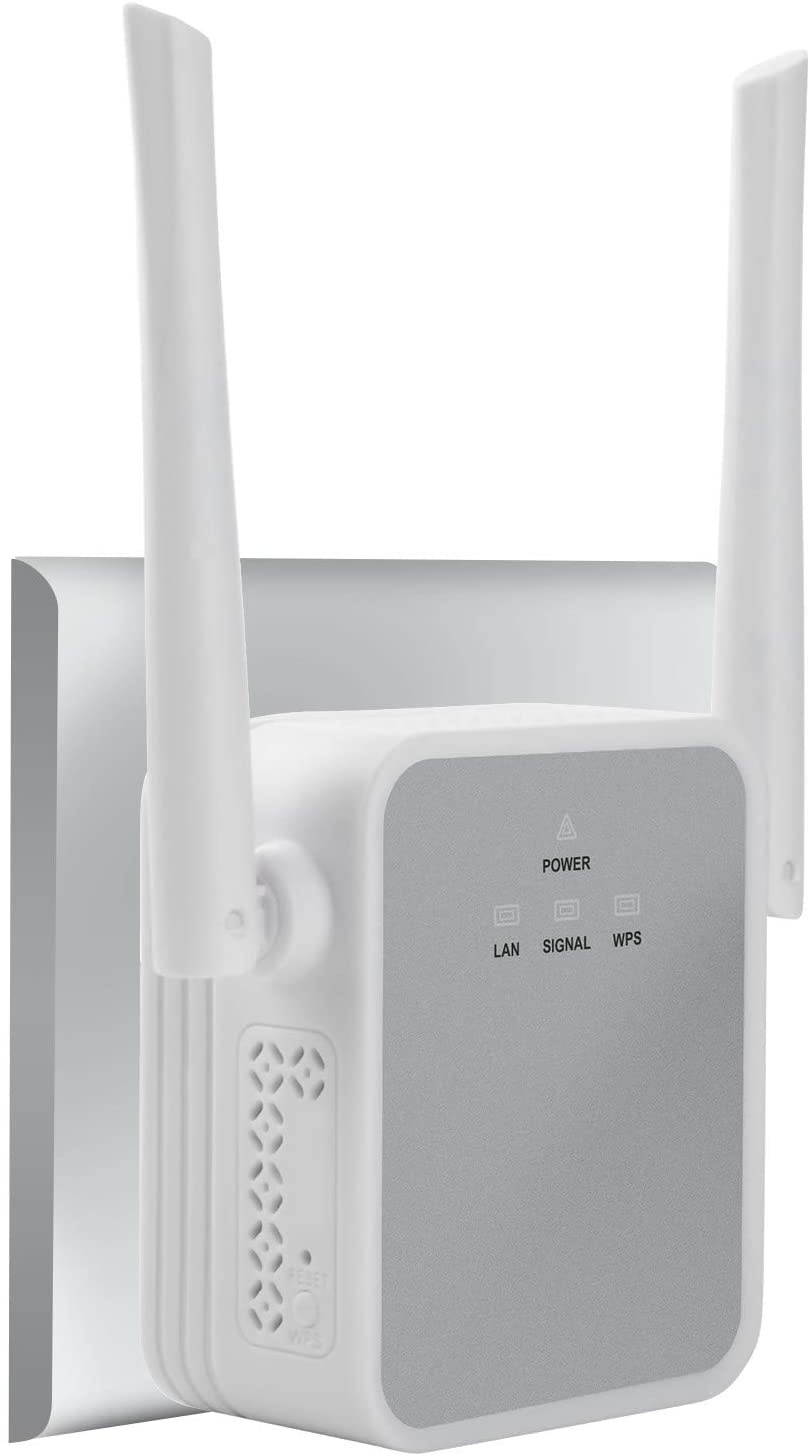 Upgraded 2020 TUOSHI TS720W wall-plug WiFi Range Extender 300Mbps Wireless Signal Booster WiFi Repeater/Access Point/Router with High Gain Dual External Antennas & Ethernet Port-Wall Plug Design-WPS