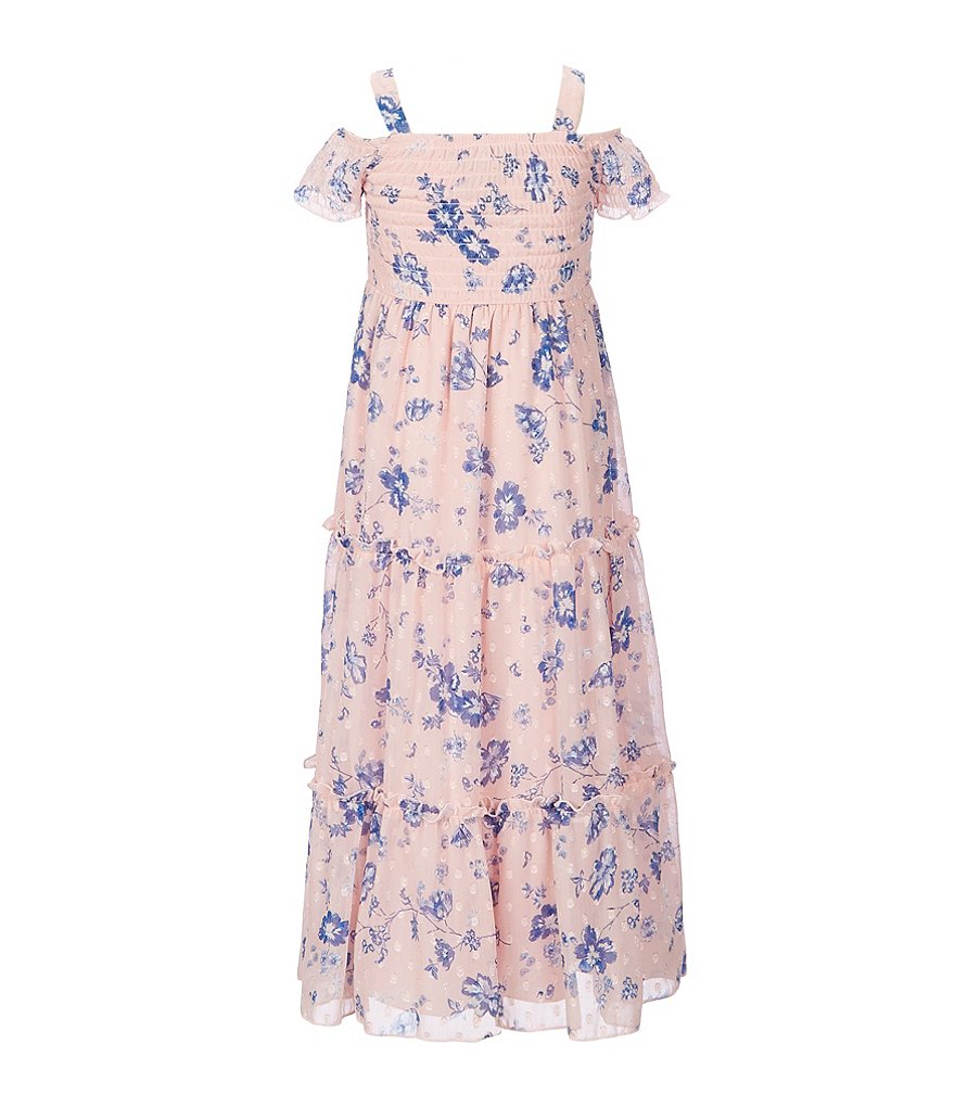 Xtraordinary Little Girls 4-6X Smocked Clip Dot/Floral Maxi Dress