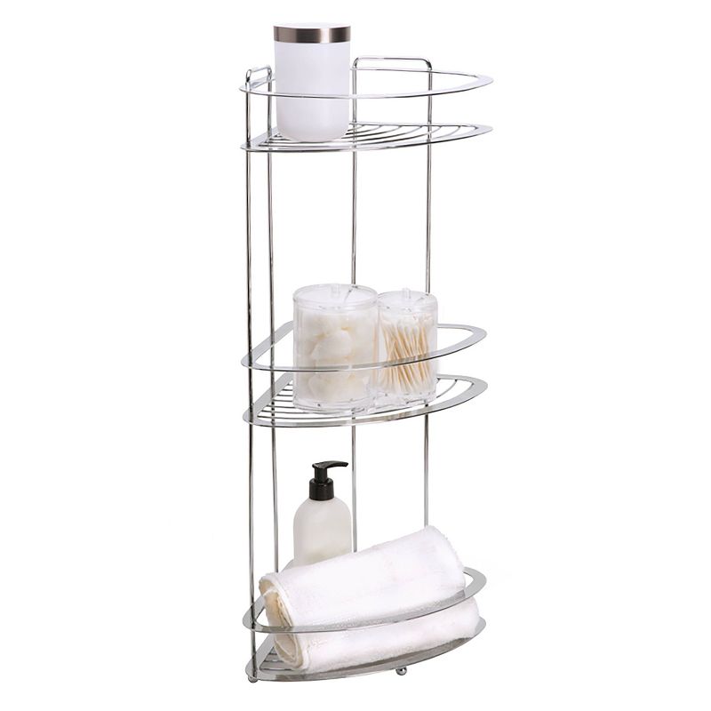Curved Shower Caddy with Soap Tray Light Silver 24.15" - Elegant Home Fashions