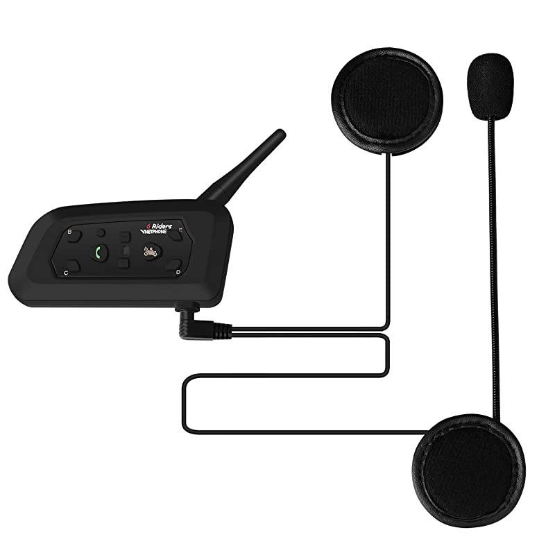 Motorcycle V6 Bluetooth Intercom 1200M Full Duplex Motorbike Snowmobile Helmet Skiing Communication Interphone Headset Waterproof 6 RidersSingle