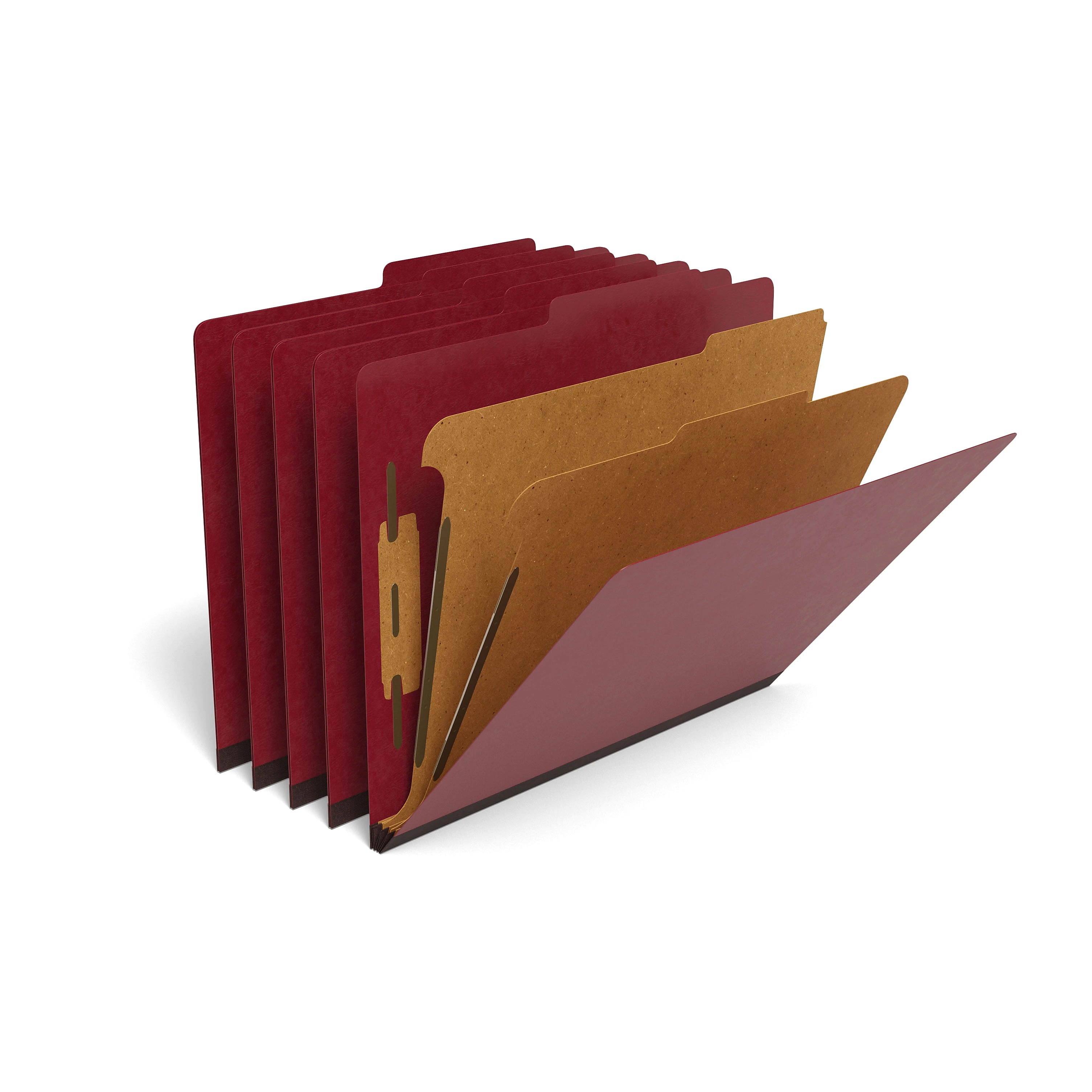MyOfficeInnovations Moisture-Resistant Class Folders 2/5-Cut Top Ltr 2 Div Red
