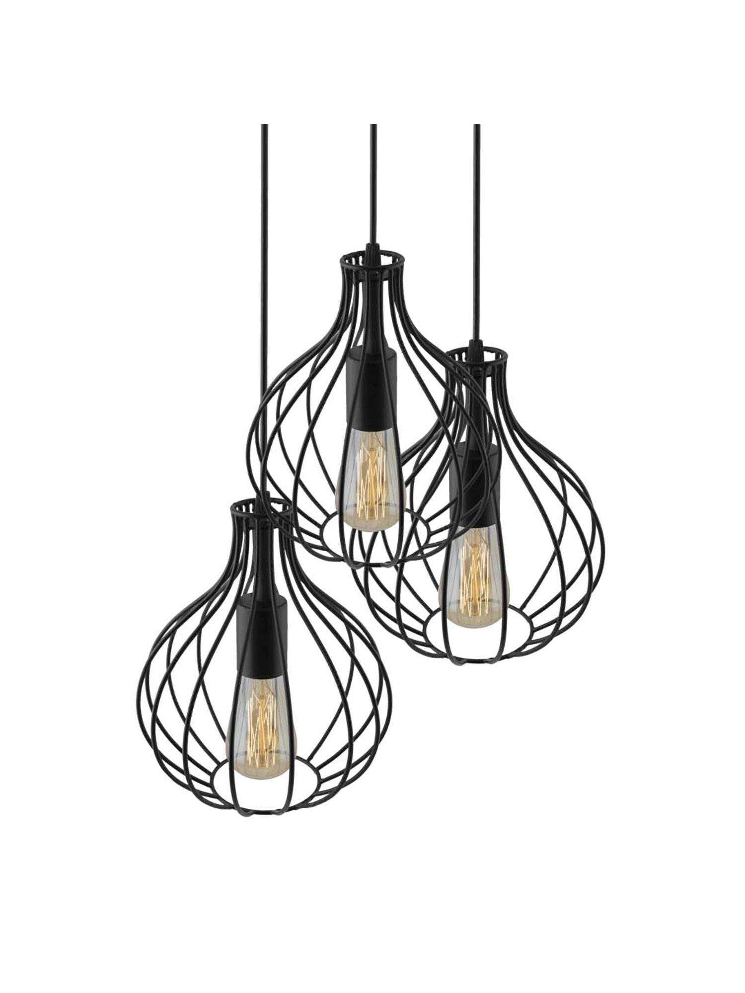 Homesake 3-Lights Round Cluster Black Metal Crown Pendant Light - Set of 1 (Bulb not included)