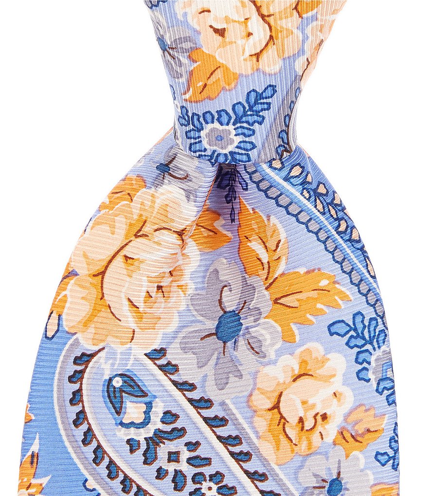 Cremieux Paisley Roses Print Traditional 3 1/4#double; Silk Tie