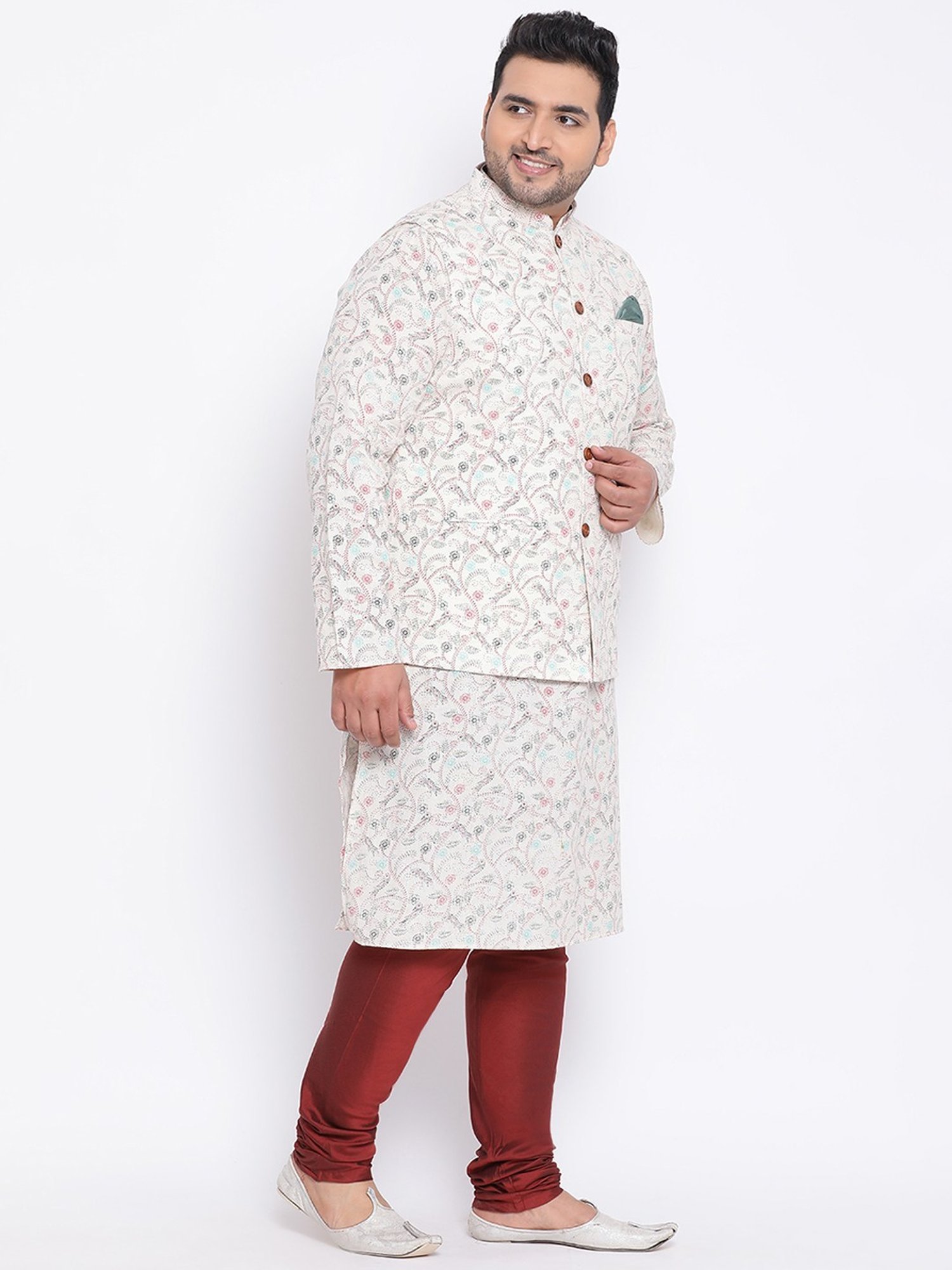 KISAH PLUS Multicolored Regular Fit Printed Kurta Set With Jacket