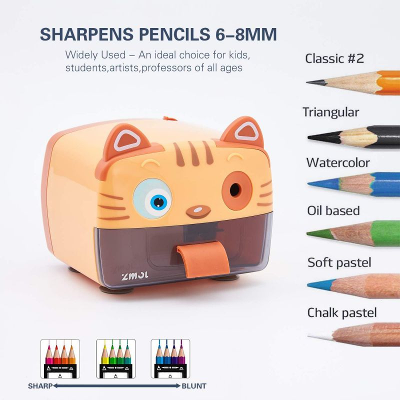 Electric Pencil Sharpener,Heavy Duty Helical Blade Sharpeners for Kids Artists Classroom Office School,Auto-Stop Feature for No.2 and Colored Pencils,Cute Tiger