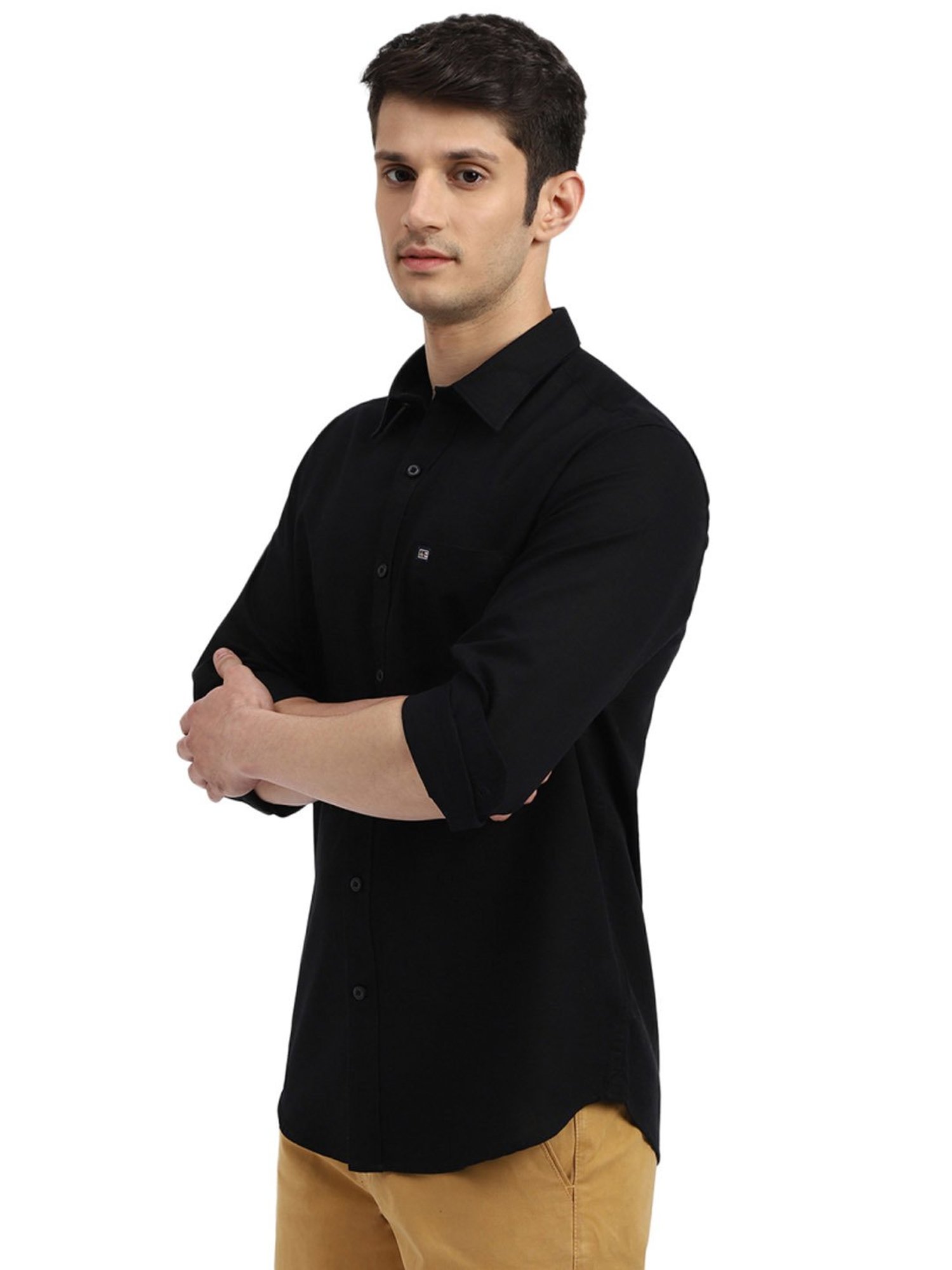 Arrow Black Cotton Slim Fit Shirt