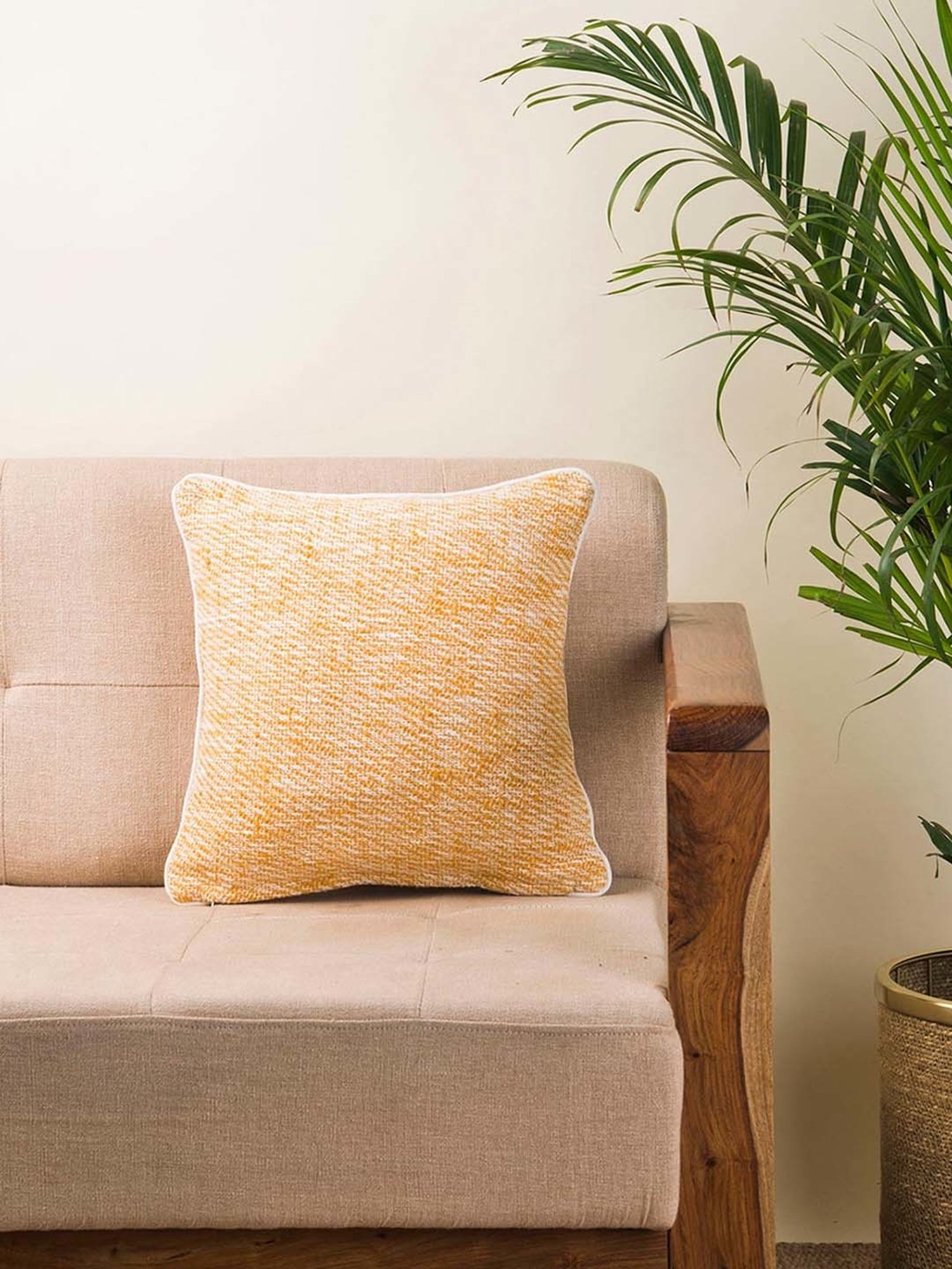 Fabindia Standalone Yellow Cotton Cushion Cover