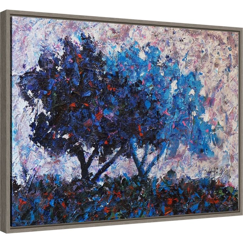 24" x 18" Trees by Joseph Marshal Foster Framed Canvas Wall Art Blue - Amanti Art