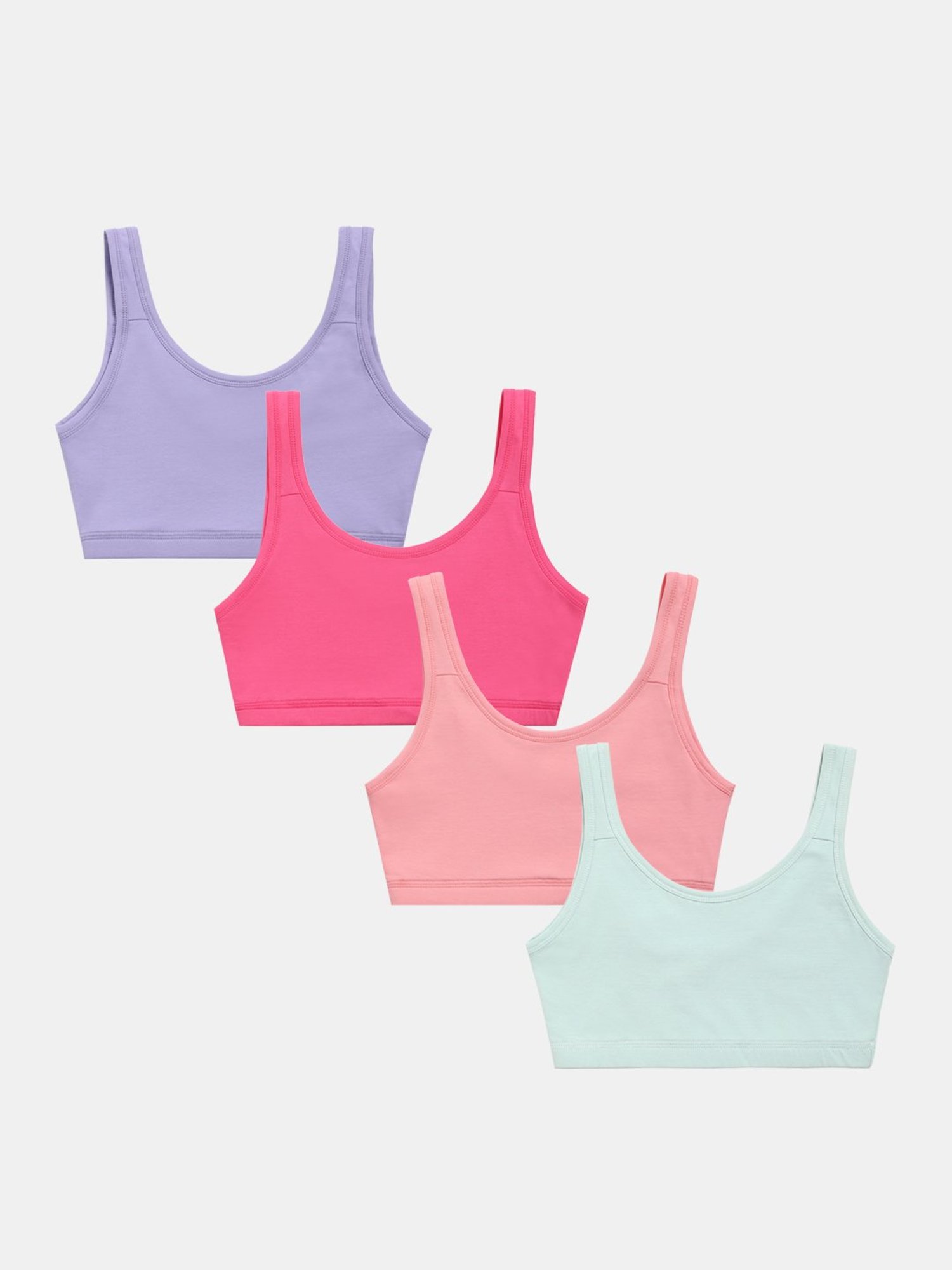 Sillysally Kids Multicolor Solid Active Bra (Pack Of 4)