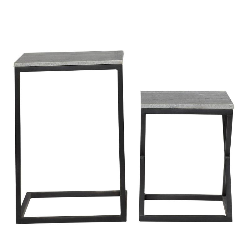 Set of 2 Marble and Metal Nesting Tables Black - Olivia & May