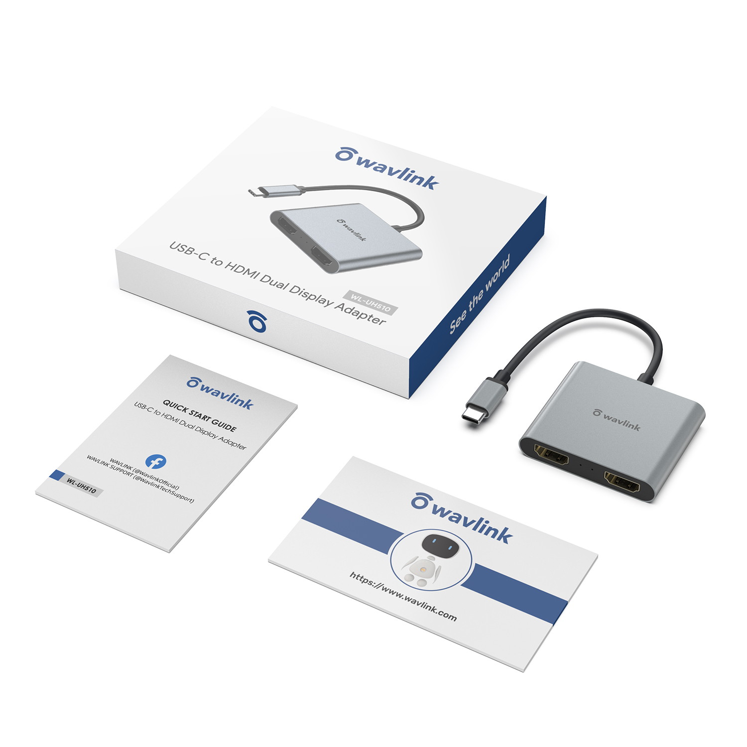 Wavlink USB-C to Dual 4k HDMI MST Adapter Splitter, Thunderbolt 3 Compatible, USB Type C to HDMI Multi Monitor Converter for Macbook, Macbook Pro, Macbook Air,iPad Pro ect (DP Alternate Mode Required)