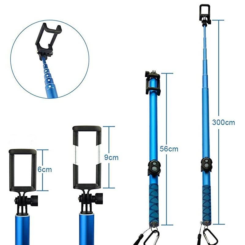 Long Selfie Stick, 118In Extendable Selfie Stick with Bluetooth Tripod Wireless Remote Shutter Holder for iPhone Android Samsung Cell Phone (6 sections size)