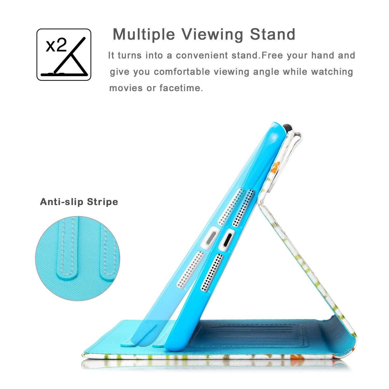 New iPad 9.7 Inch 2017 2018 / iPad Air 2 / iPad Air Case - Monstek Smart Flip Leather Stand Wallet Protective Case Auto Wake/Sleep Cover for iPad 9.7 Inch 2017 2018,iPad Air 1 2,03 Flower Horse