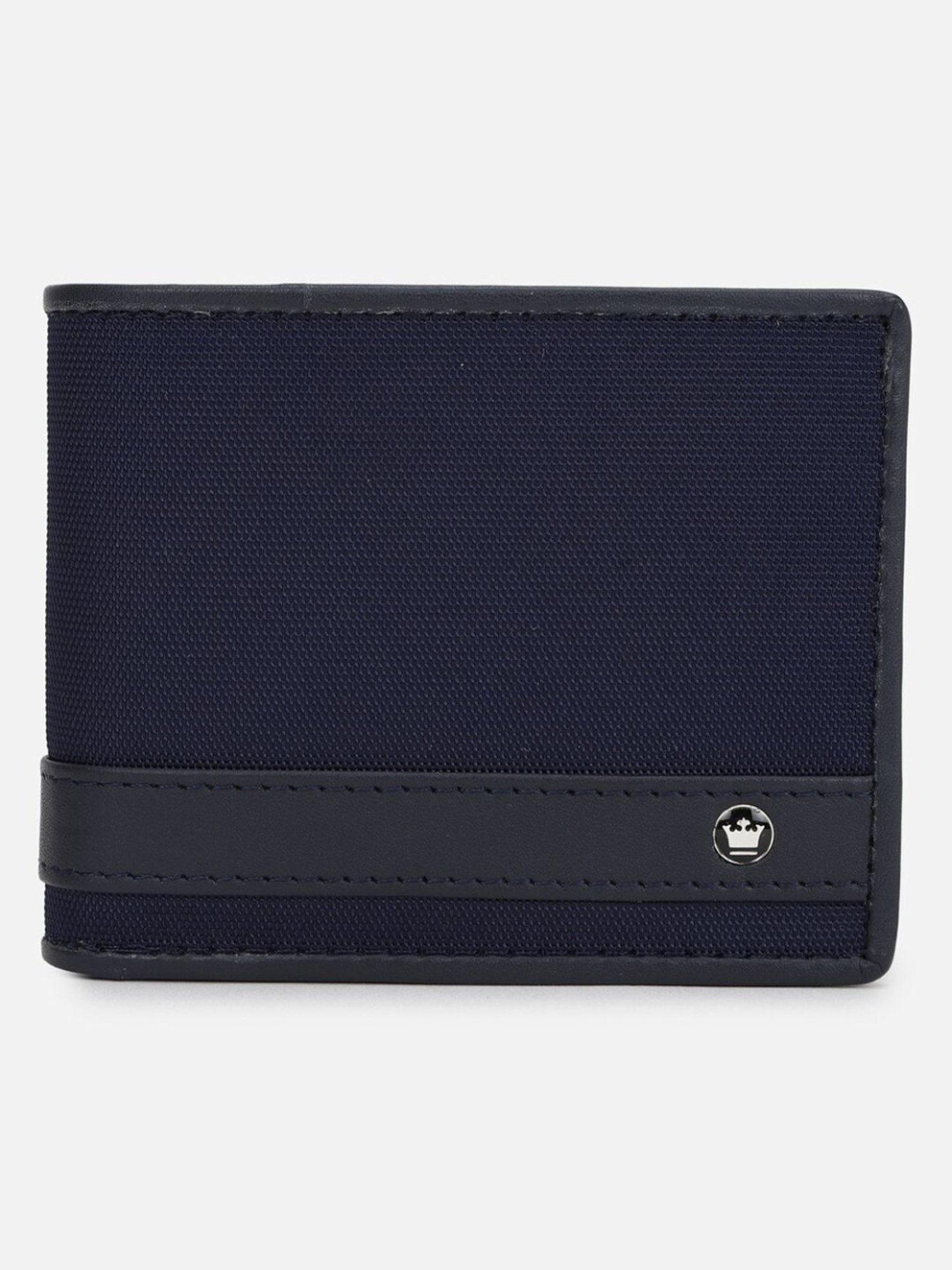Louis Philippe Navy Leather Textured Bi-Fold Wallet