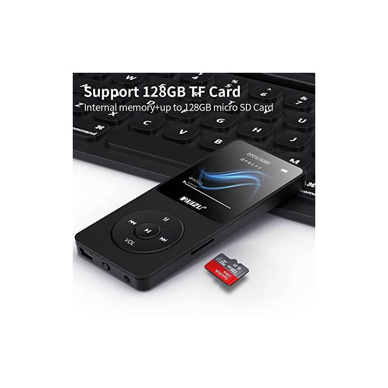 Mp3 Player, X02 16GB Ultra Slim Music Player,Long Battery Life Mp3 with FM Radio, Voice Recorder, Video Play, Text Reading, 80 Hours Playback and Expandable Up to 128 GB (Black)