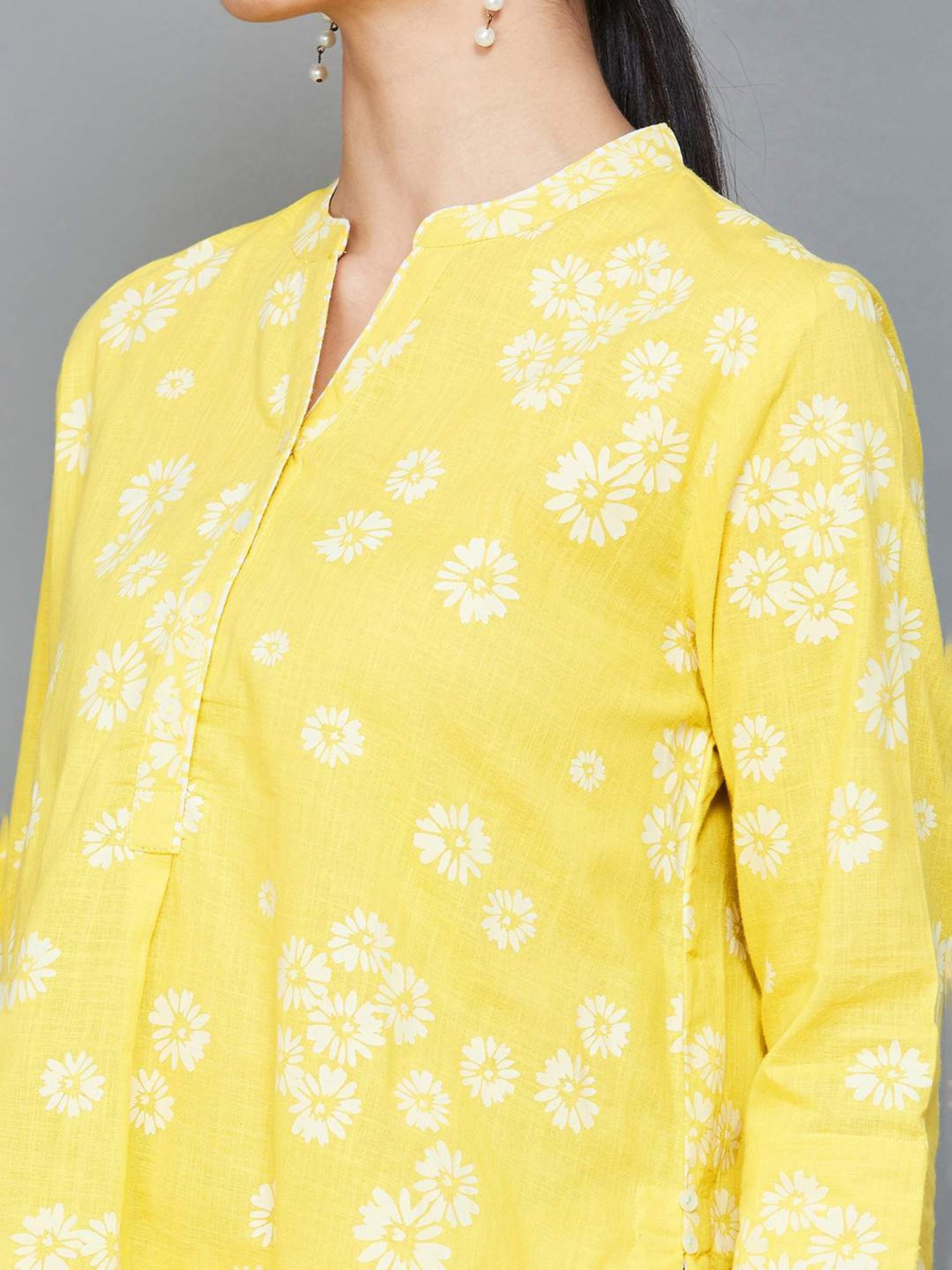 Melange by Lifestyle Yellow Cotton Printed Tunic