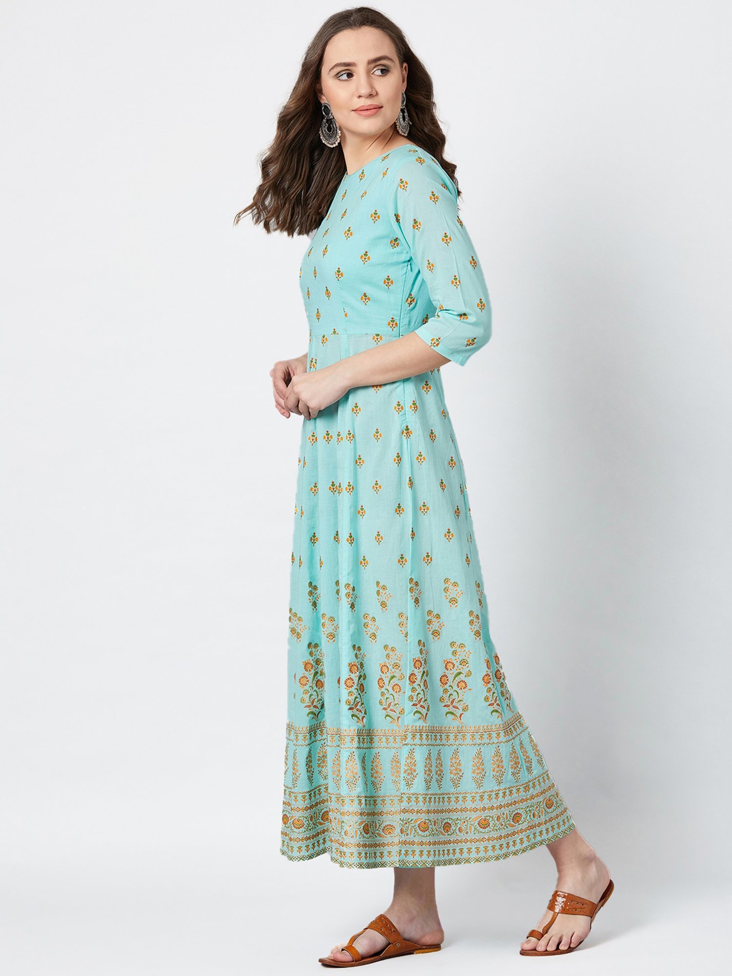 PANIT Blue Printed Anarkali Kurta