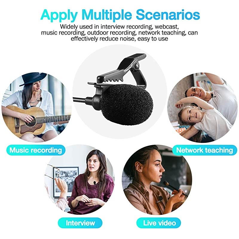 Lapel Microphone Metal Tie Clips Lavalier Microphone Replacement with Foam Windscreen Cover