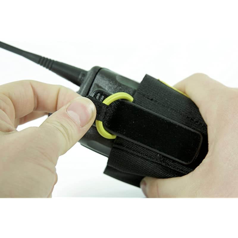 Caddie Yellow Accessory Pouch for Talkies | for Motorola CP 200 and Most Other Talkies | Black with Yellow Bungee