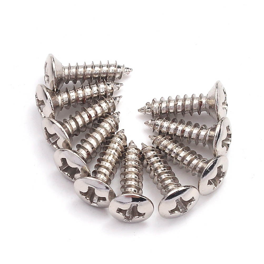 10 Pcs Bass Guitar Pickguard Plate Mounting Screws 3x12mm Cavity Cover Jack Cover Plate Screw for Electric Guitar Bass (Silver)
