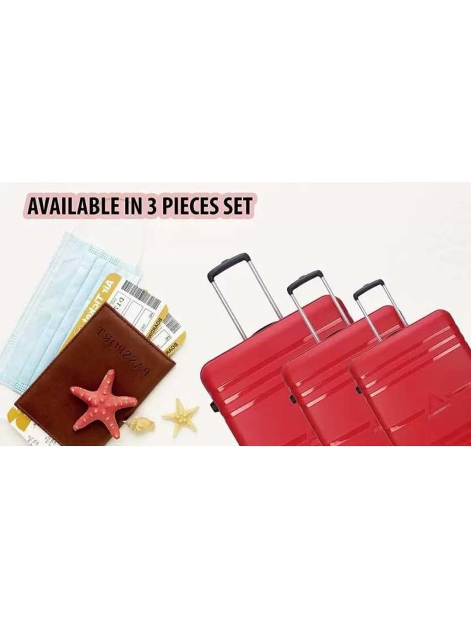 Aristocrat Jet Fiery Red Striped Trolley Bag Pack of 3 - 53cms, 63cms & 73cms