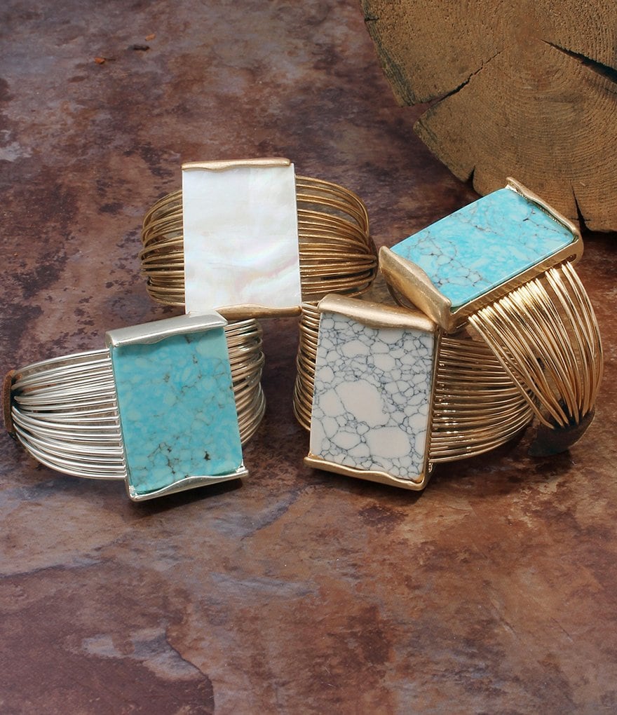 Robert Lee Morris Soho Turquoise & Suede Multi-Row Cuff Bracelet