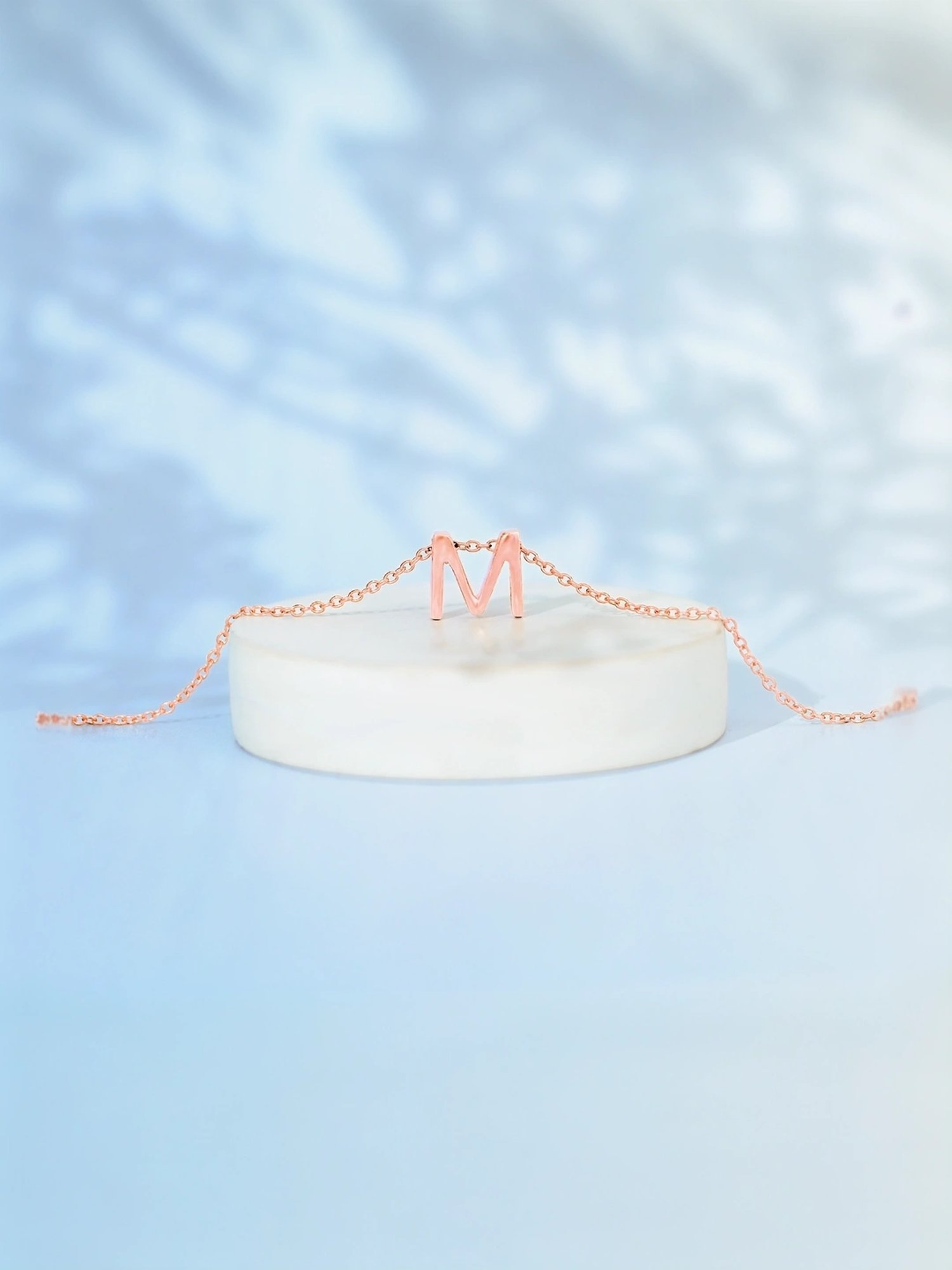 Touch925 Sterling Silver Majestic M Initial Rose Gold Chain Pendant