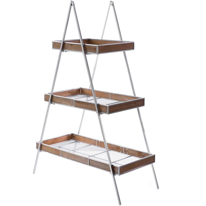 Vintiquewise Large Ladder Triangular 3 Tier Metal Display Shelving Server Rack
